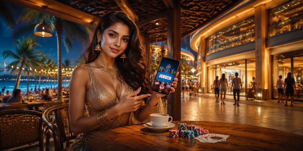 Goa poker game blue and gold themed table