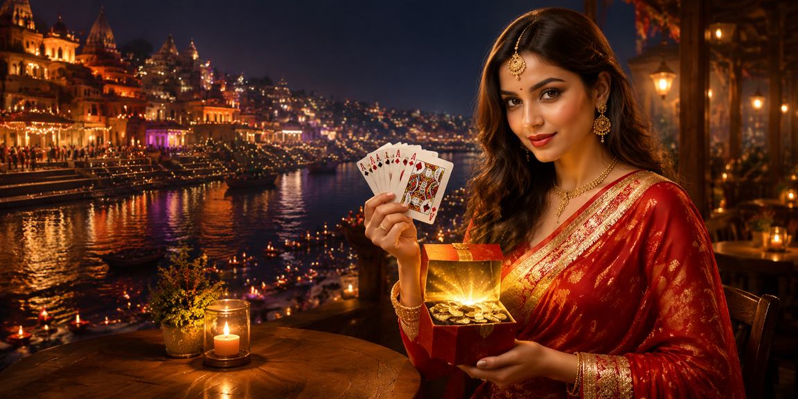 Indian female player enjoying a Teen Patti game on mobile device