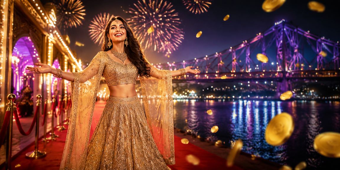 Kolkata rummy game with player wearing lehenga